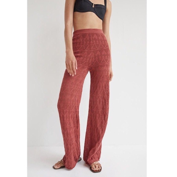 Anthropologie Pants - NWT ANTHROPOLOGIE Flat White Crochet Pointelle Wide Leg Pant